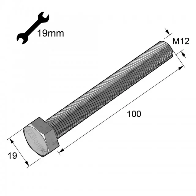 ΕΞΑΓΩΝΗ ΧΑΛΥΒΔΙΝΗ ΒΙΔΑ M12x100
